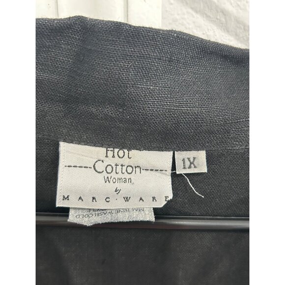 Black Linen Button-Up Womens Shirt By Hot Cotton Marc Ware Sz 1X - Picture 5 of 9